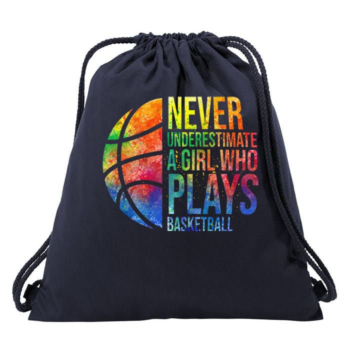 Hoops Girl Never Underestimate A Girl Who Plays Basketball Drawstring Bag