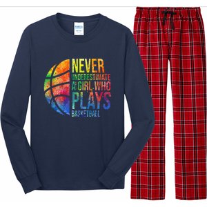 Hoops Girl Never Underestimate A Girl Who Plays Basketball Long Sleeve Pajama Set