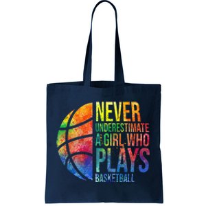 Hoops Girl Never Underestimate A Girl Who Plays Basketball Tote Bag