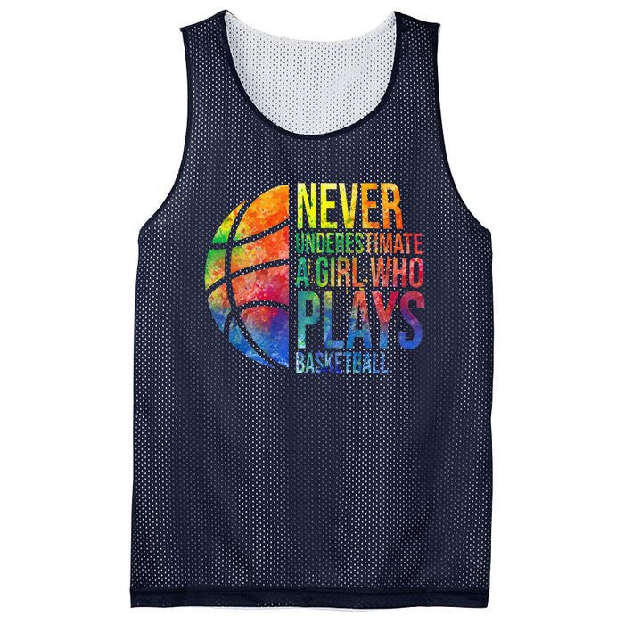 Hoops Girl Never Underestimate A Girl Who Plays Basketball Mesh Reversible Basketball Jersey Tank