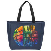 Hoops Girl Never Underestimate A Girl Who Plays Basketball Zip Tote Bag