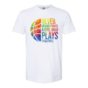 Hoops Girl Never Underestimate A Girl Who Plays Basketball Softstyle CVC T-Shirt