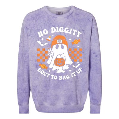 Halloween Ghost No Diggity Bout To Bag It Up Colorblast Crewneck Sweatshirt