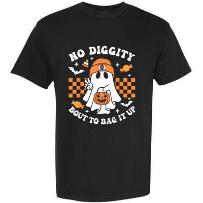 Halloween Ghost No Diggity Bout To Bag It Up Garment-Dyed Heavyweight T-Shirt