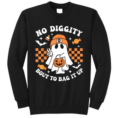 Halloween Ghost No Diggity Bout To Bag It Up Sweatshirt