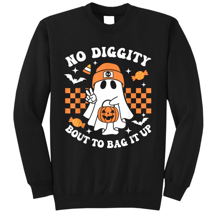 Halloween Ghost No Diggity Bout To Bag It Up Sweatshirt