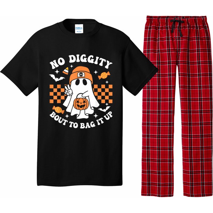 Halloween Ghost No Diggity Bout To Bag It Up Pajama Set