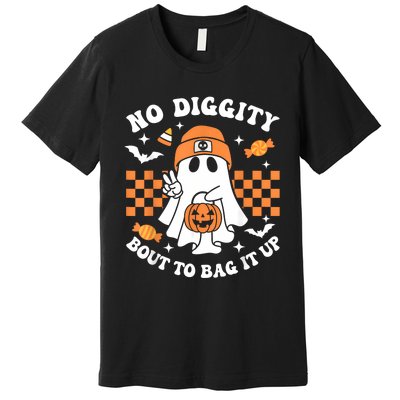 Halloween Ghost No Diggity Bout To Bag It Up Premium T-Shirt