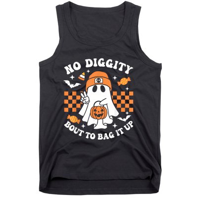 Halloween Ghost No Diggity Bout To Bag It Up Tank Top