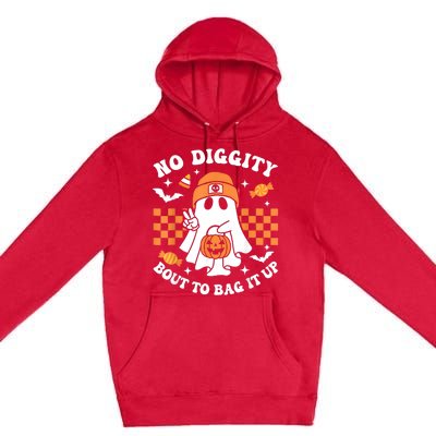 Halloween Ghost No Diggity Bout To Bag It Up Premium Pullover Hoodie