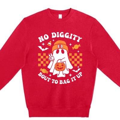 Halloween Ghost No Diggity Bout To Bag It Up Premium Crewneck Sweatshirt