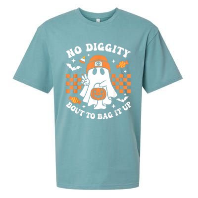 Halloween Ghost No Diggity Bout To Bag It Up Sueded Cloud Jersey T-Shirt