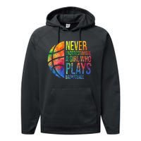 Hoops Girls Never Underestimate A  Who Plays Basketball Performance Fleece Hoodie