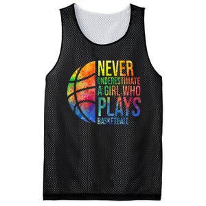 Hoops Girls Never Underestimate A  Who Plays Basketball Mesh Reversible Basketball Jersey Tank