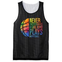 Hoops Girls Never Underestimate A  Who Plays Basketball Mesh Reversible Basketball Jersey Tank