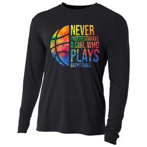 Hoops Girls Never Underestimate A  Who Plays Basketball Cooling Performance Long Sleeve Crew