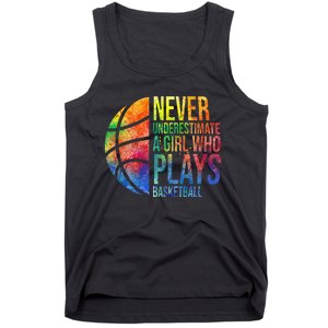 Hoops Girls Never Underestimate A  Who Plays Basketball Tank Top