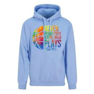 Hoops Girls Never Underestimate A  Who Plays Basketball Unisex Surf Hoodie