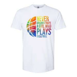 Hoops Girls Never Underestimate A  Who Plays Basketball Softstyle CVC T-Shirt