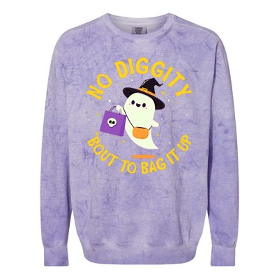 Halloween Ghost No Diggity Bout To Bag It Up Colorblast Crewneck Sweatshirt