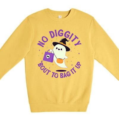 Halloween Ghost No Diggity Bout To Bag It Up Premium Crewneck Sweatshirt