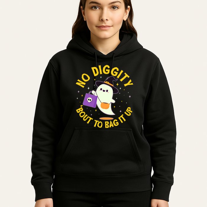 Halloween Ghost No Diggity Bout To Bag It Up Hoodie