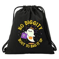 Halloween Ghost No Diggity Bout To Bag It Up Drawstring Bag