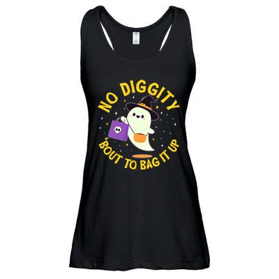 Halloween Ghost No Diggity Bout To Bag It Up Ladies Essential Flowy Tank
