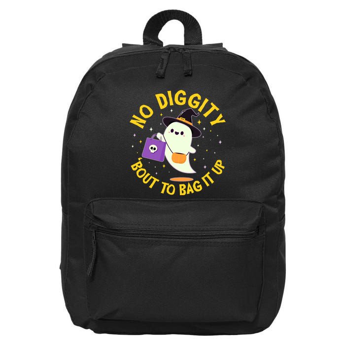 Halloween Ghost No Diggity Bout To Bag It Up 16 in Basic Backpack