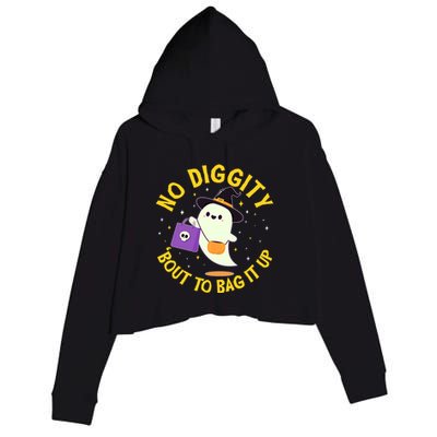 Halloween Ghost No Diggity Bout To Bag It Up Crop Fleece Hoodie
