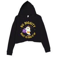 Halloween Ghost No Diggity Bout To Bag It Up Crop Fleece Hoodie