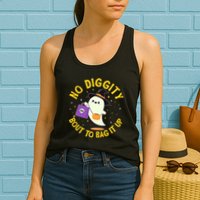 Halloween Ghost No Diggity Bout To Bag It Up Womens Tank Top