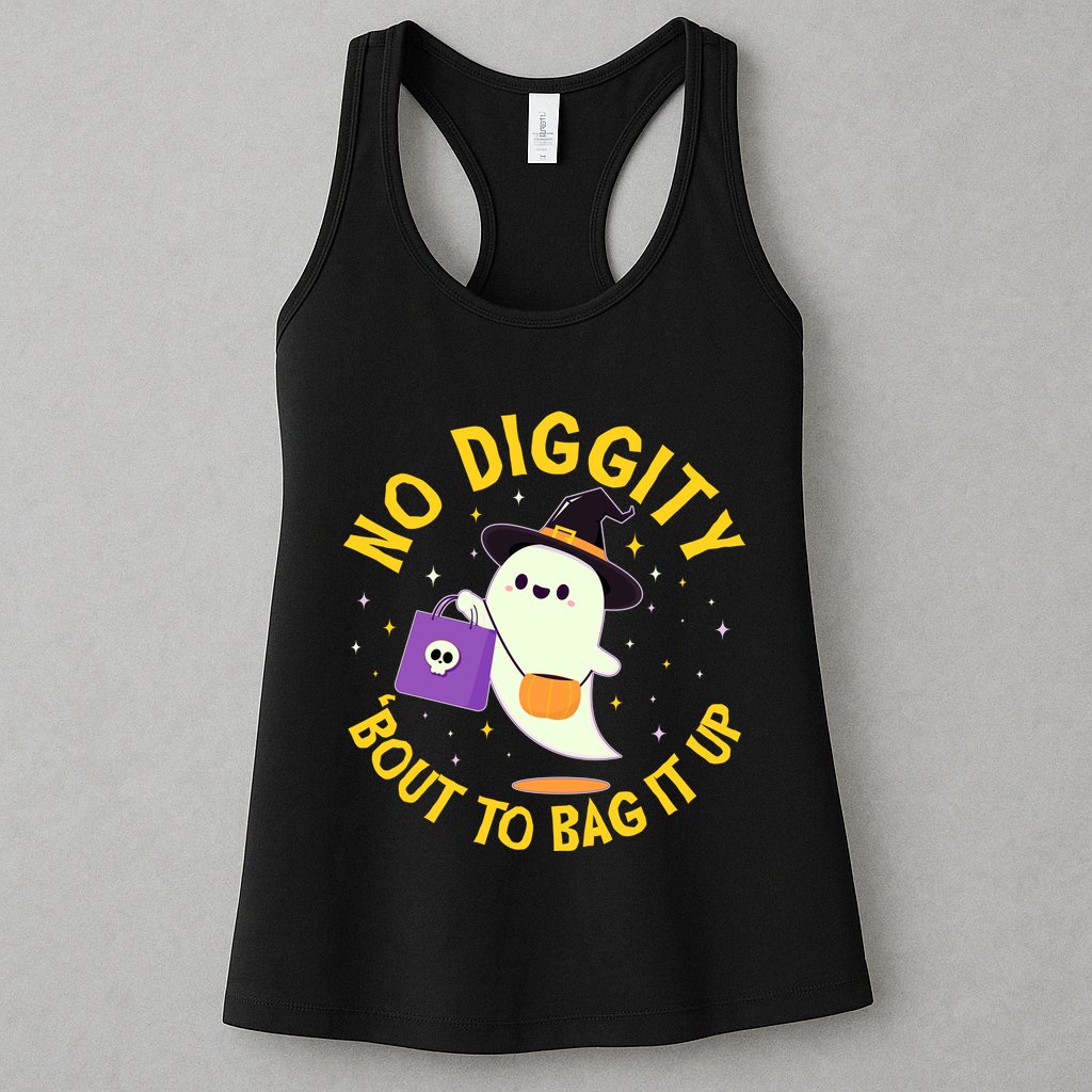 Halloween Ghost No Diggity Bout To Bag It Up Womens Tank Top