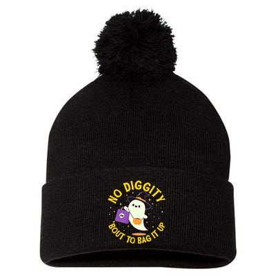 Halloween Ghost No Diggity Bout To Bag It Up Pom Pom 12in Knit Beanie