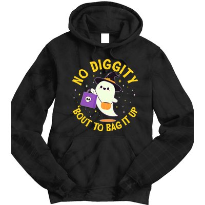 Halloween Ghost No Diggity Bout To Bag It Up Tie Dye Hoodie