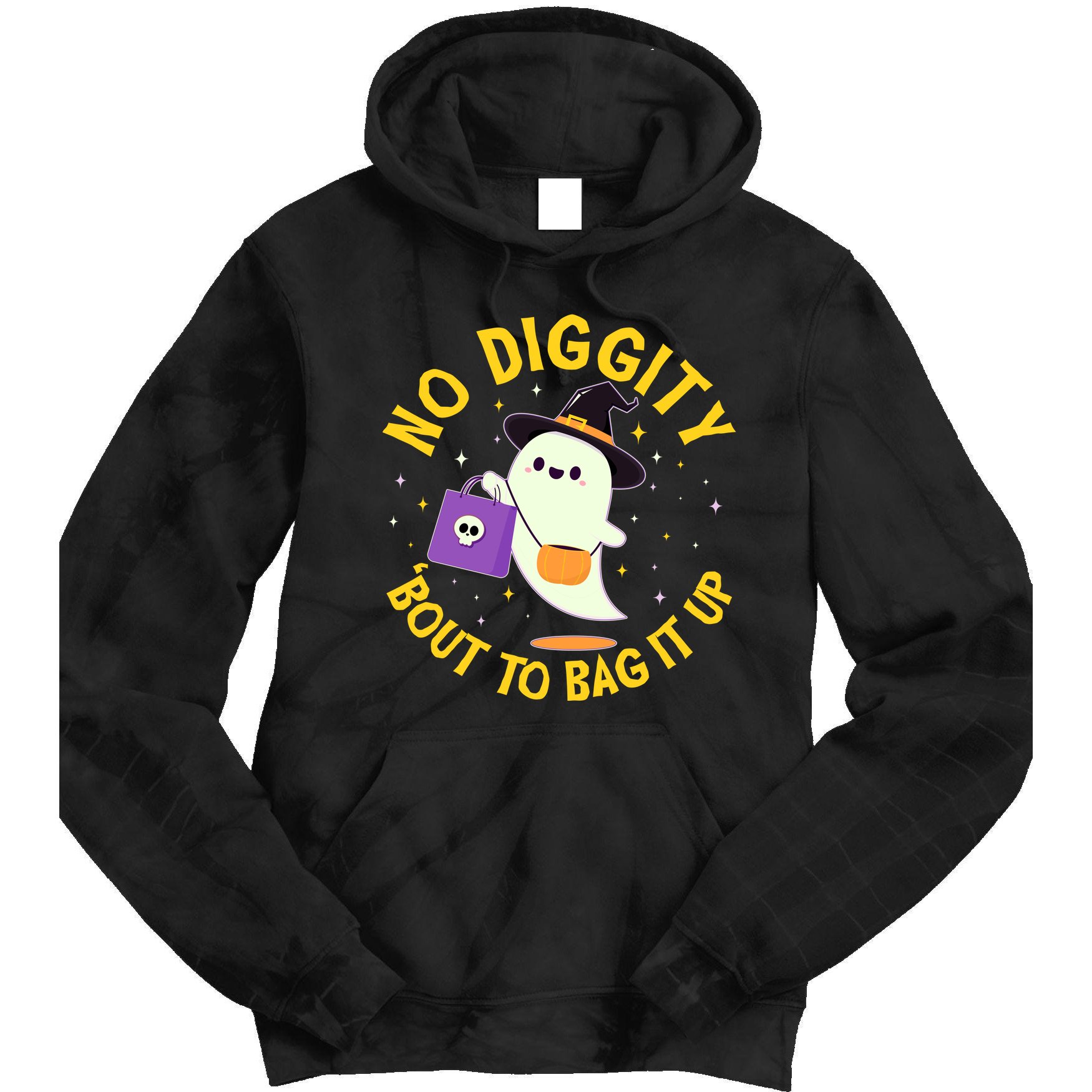 Halloween Ghost No Diggity Bout To Bag It Up Tie Dye Hoodie