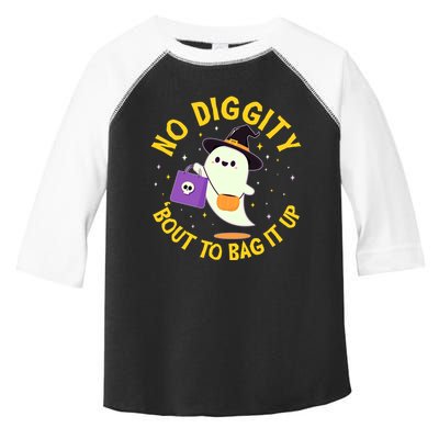 Halloween Ghost No Diggity Bout To Bag It Up Toddler Fine Jersey T-Shirt