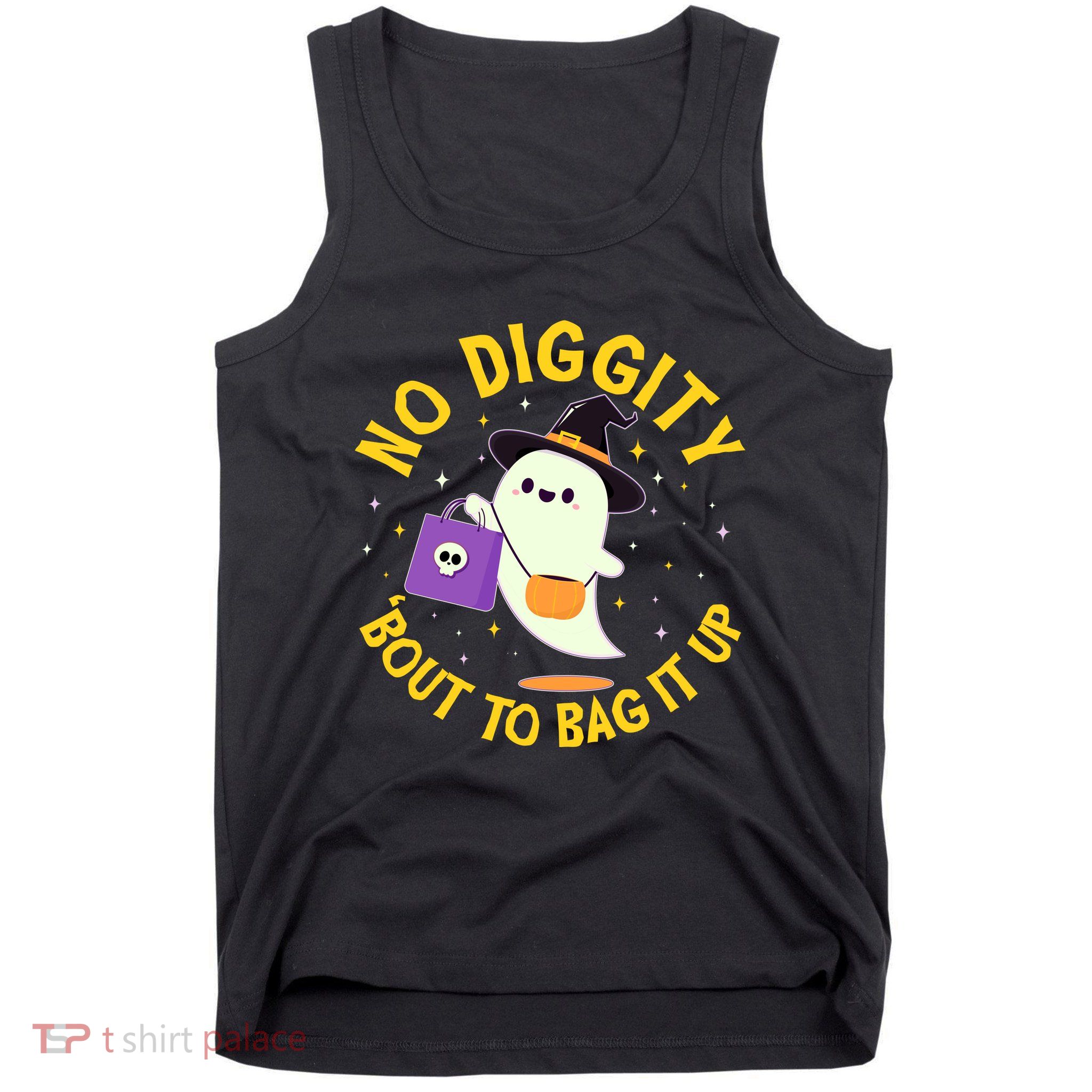 Halloween Ghost No Diggity Bout To Bag It Up Tank Top
