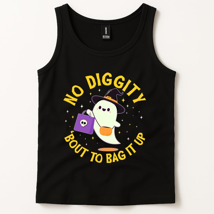 Halloween Ghost No Diggity Bout To Bag It Up Tank Top