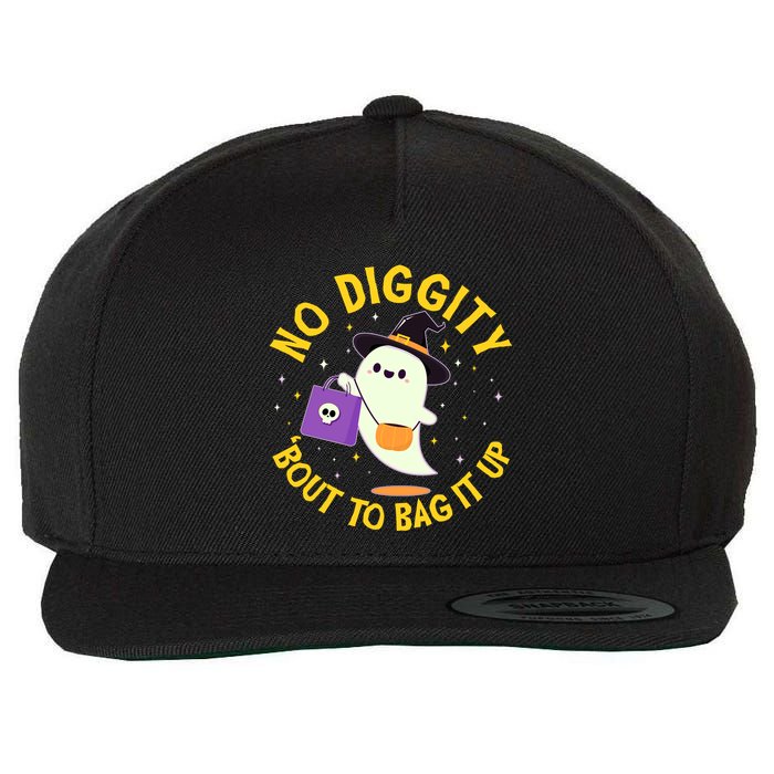 Halloween Ghost No Diggity Bout To Bag It Up Wool Snapback Cap