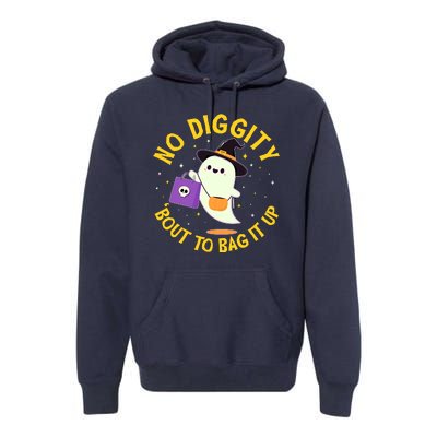 Halloween Ghost No Diggity Bout To Bag It Up Premium Hoodie