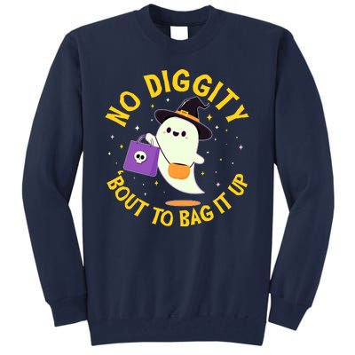 Halloween Ghost No Diggity Bout To Bag It Up Tall Sweatshirt