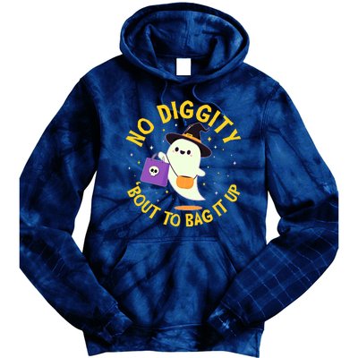 Halloween Ghost No Diggity Bout To Bag It Up Tie Dye Hoodie