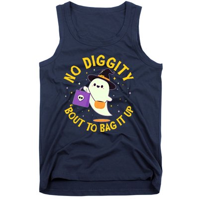 Halloween Ghost No Diggity Bout To Bag It Up Tank Top