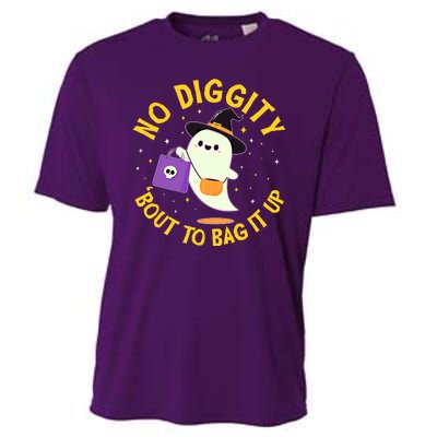 Halloween Ghost No Diggity Bout To Bag It Up Cooling Performance Crew T-Shirt