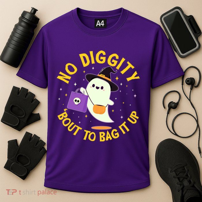 Halloween Ghost No Diggity Bout To Bag It Up Performance Shirt