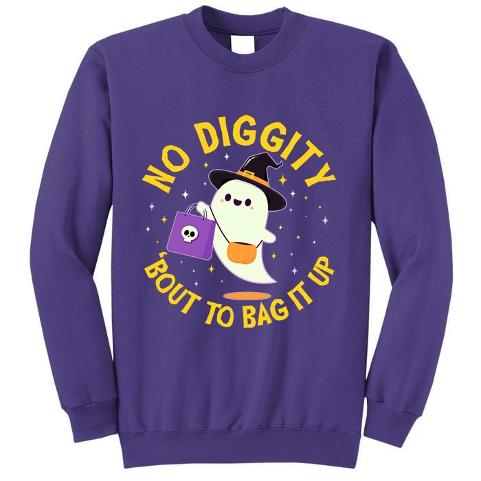 Halloween Ghost No Diggity Bout To Bag It Up Sweatshirt
