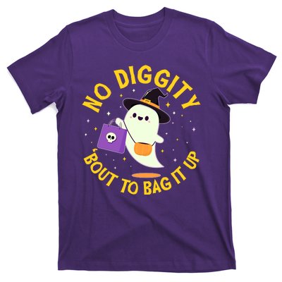 Halloween Ghost No Diggity Bout To Bag It Up T-Shirt