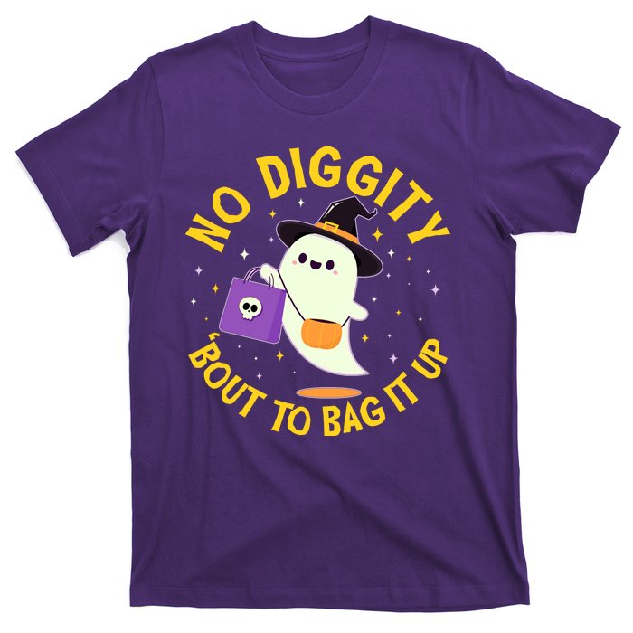 Halloween Ghost No Diggity Bout To Bag It Up T-Shirt