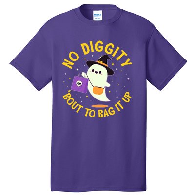 Halloween Ghost No Diggity Bout To Bag It Up Tall T-Shirt